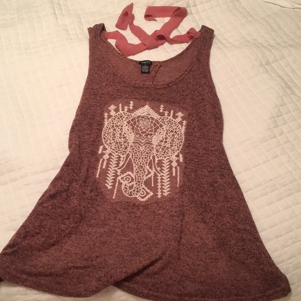 Mauve/Dusty Rose Elephant Tank Top